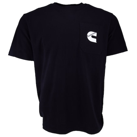 Unisex T-Shirt Short Sleeve Black Cotton Pocket Tee CMN4744 - Small